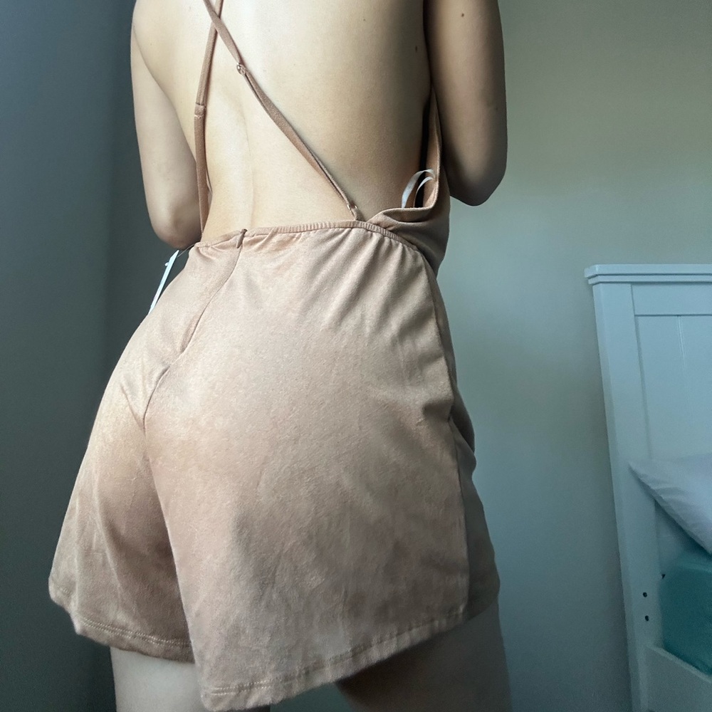 never worn suede backless romper!